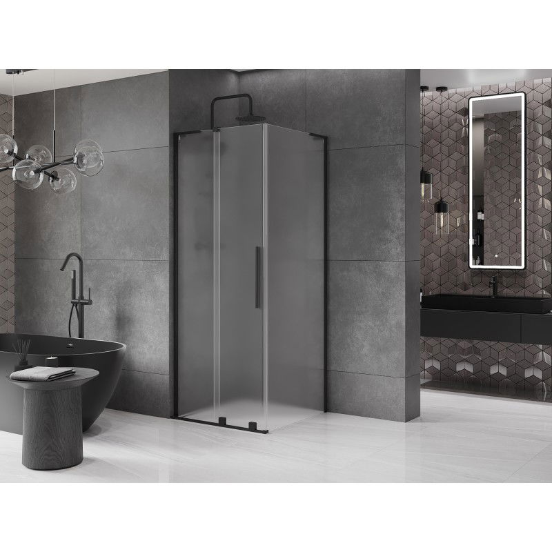 Mexen Velar L плъзгаща се душ кабина 110 x 110 см, матова, черна - 871-110-110-33-70