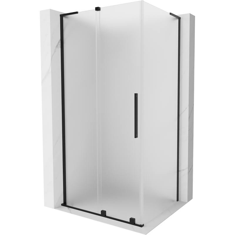 Mexen Velar L плъзгаща се душ кабина 100 x 80 см, матирана, черна - 871-100-080-33-70