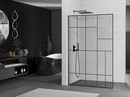 Mexen Kioto L стена за душ с Walk-in 120 х 200 см, черен модел, gun metal - 800-120-103-95-78