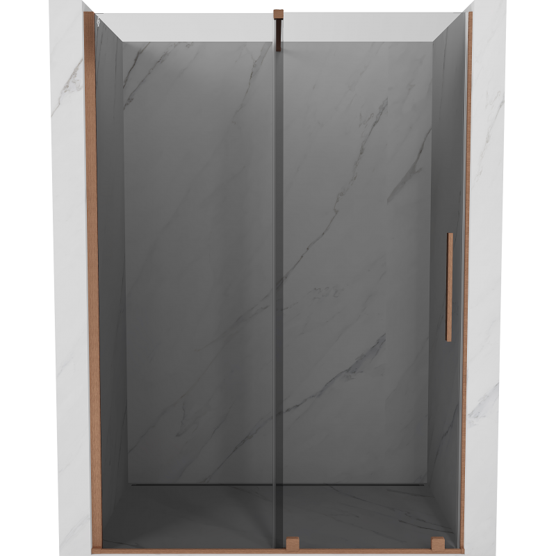 Mexen Velar плъзгащи се душ врати 140 cm, графит, четкана мед - 871-140-000-41-65