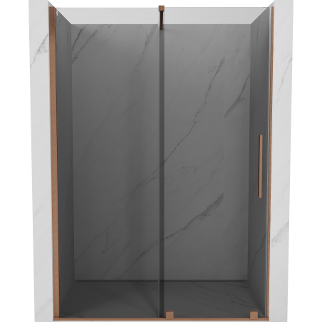 Mexen Velar плъзгащи се душ врати 140 cm, графит, четкана мед - 871-140-000-41-65