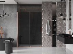 Mexen Velar плъзгащи се душ врати 150 cm, графит, четкована мед - 871-150-000-41-65