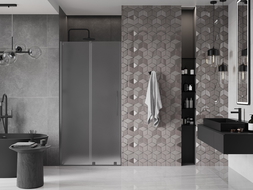 Mexen Velar плъзгаща се душ врата 110 см, мат, четкано тъмно сиво - 871-110-000-31-66