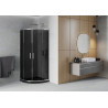 Mexen Rio полукръгла душ кабина 80 x 80 см, графит, хром + корито Flat, черно