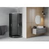 Mexen Rio душ кабина полукръгла 90 x 90 см, графит, хром + под душ Flat, черен - 863-090-090-01-40-4170