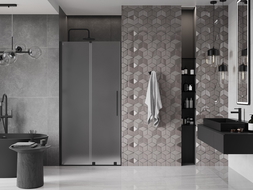 Mexen Velar плъзгащи душ врати 90 см, матирани, черни - 871-090-000-31-70