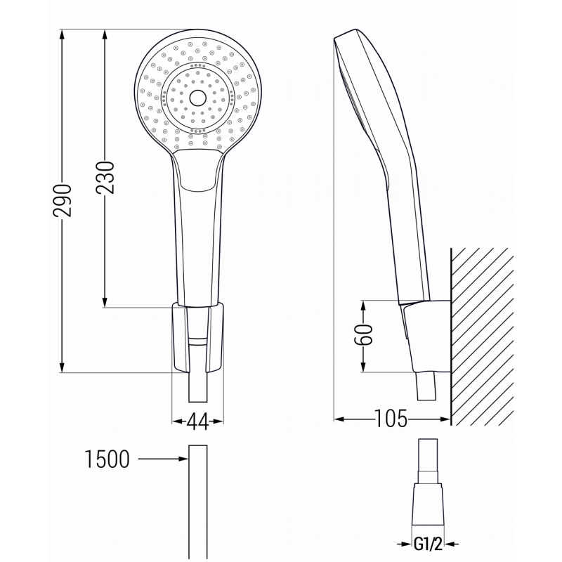 Mexen R-05 точков душ комплект, черен - 785055052-70