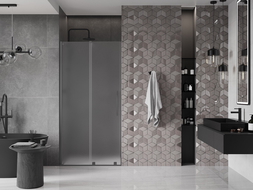 Mexen Velar плъзгащи се душ врати 90 см, матирано стъкло, gun metal - 871-090-000-31-95