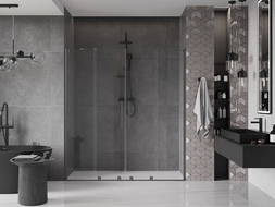 Mexen Velar Duo плъзгащи се душ врати 180 см, прозрачни, gun metal - 871-180-000-02-95
