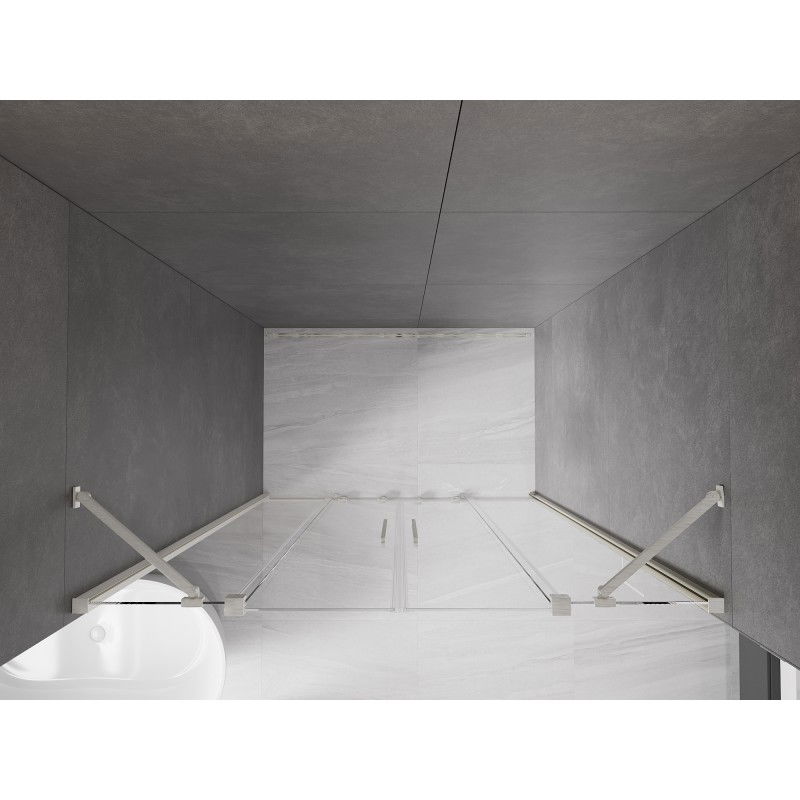 Mexen Velar Duo плъзгащи се душ врати 150 см, прозрачни, четкан никел - 871-150-000-02-97