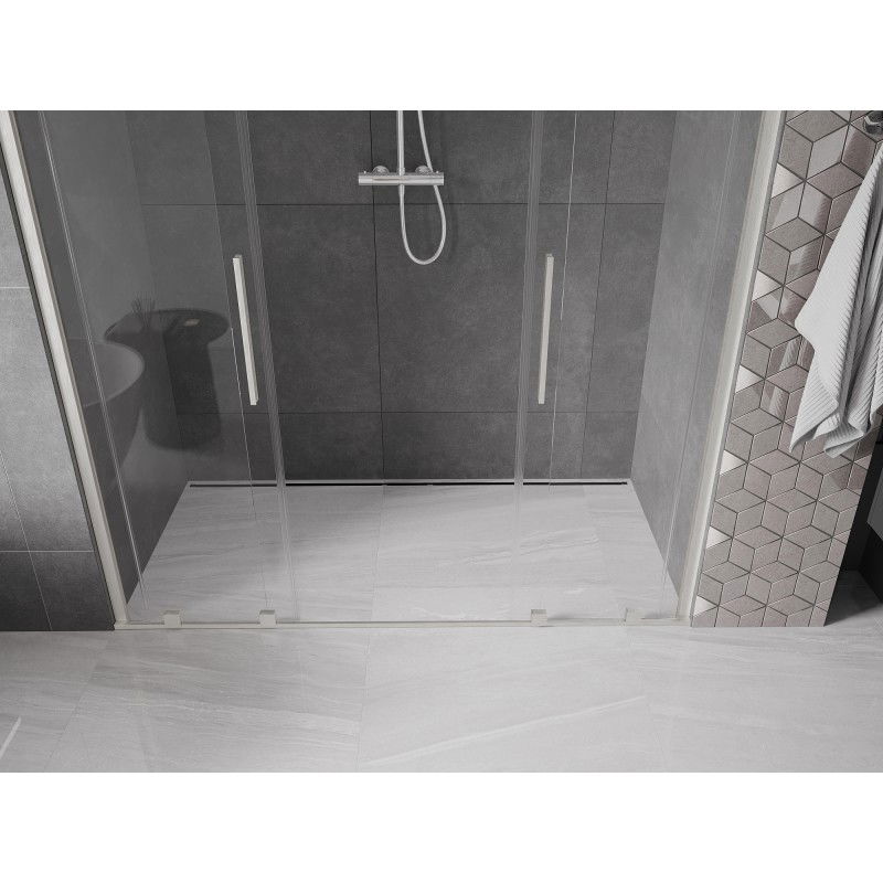 Mexen Velar Duo плъзгащи се врати за душ 180 см, прозрачни, четкан никел - 871-180-000-02-97
