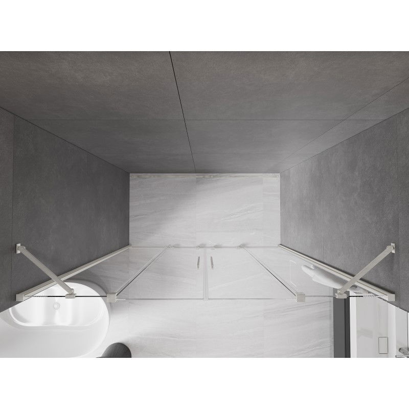 Mexen Velar Duo плъзгащи се врати за душ 180 см, прозрачни, четкан никел - 871-180-000-02-97