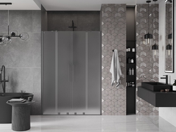 Mexen Velar Duo плъзгащи се душ врати 140 см, матирани, полиран gun gray - 871-140-000-32-66
