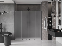 Mexen Velar Duo плъзгаща се душ врата 200 см, скреж, четкан gun gray - 871-200-000-32-66