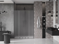 Mexen Velar Duo плъзгащи се душ врати 150 см, матирано, оръжеен метал - 871-150-000-32-95