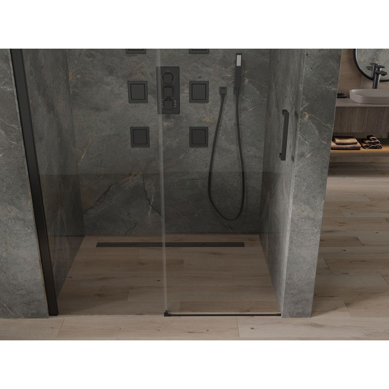 Mexen Omega плъзгащи се душ врати 120 см, прозрачни, черни - 825-120-000-70-00