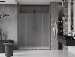 Mexen Velar Duo плъзгащи се душ врати 170 см, матирано, gun metal - 871-170-000-32-95