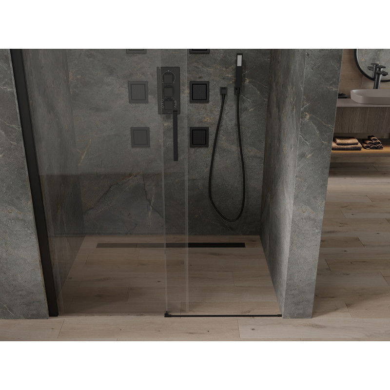 Mexen Omega плъзгащи се врати за душ 100 см, прозрачни, черни - 825-100-000-70-00