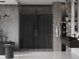 Mexen Velar Duo плъзгащи се душ врати 180 cm, графит, четкан gun gray - 871-180-000-42-66