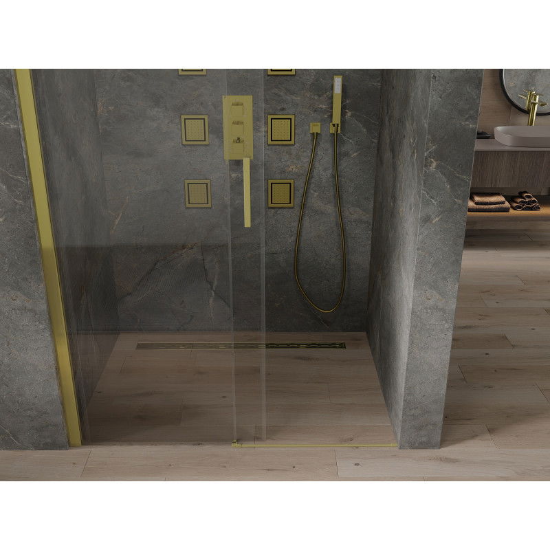Mexen Omega плъзгаща се врата за душ 100 см, прозрачна, златна - 825-100-000-50-00