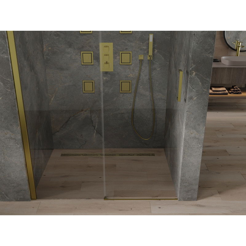Mexen Omega плъзгаща се врата за душ 100 см, прозрачна, златна - 825-100-000-50-00