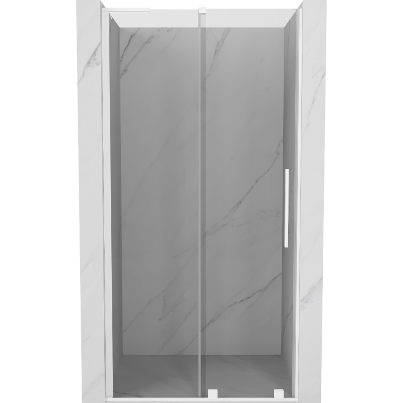 Mexen Velar L плъзгащи се душ врати 120 cm, прозрачни, бели - 871-120-003-01-20