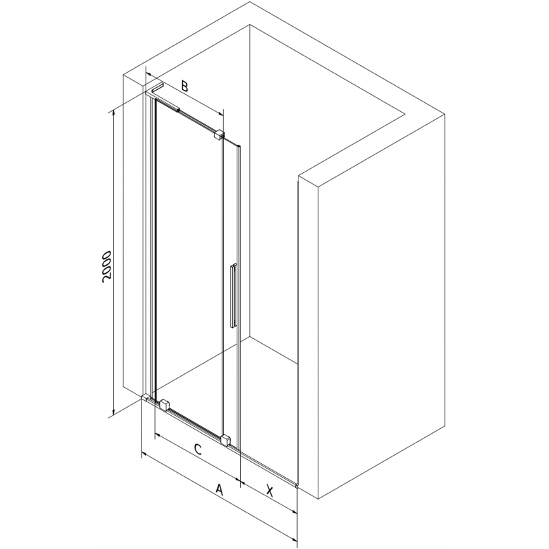 Mexen Velar L раздвижна душ врата 110 cm, прозрачна, бяла - 871-110-003-01-20