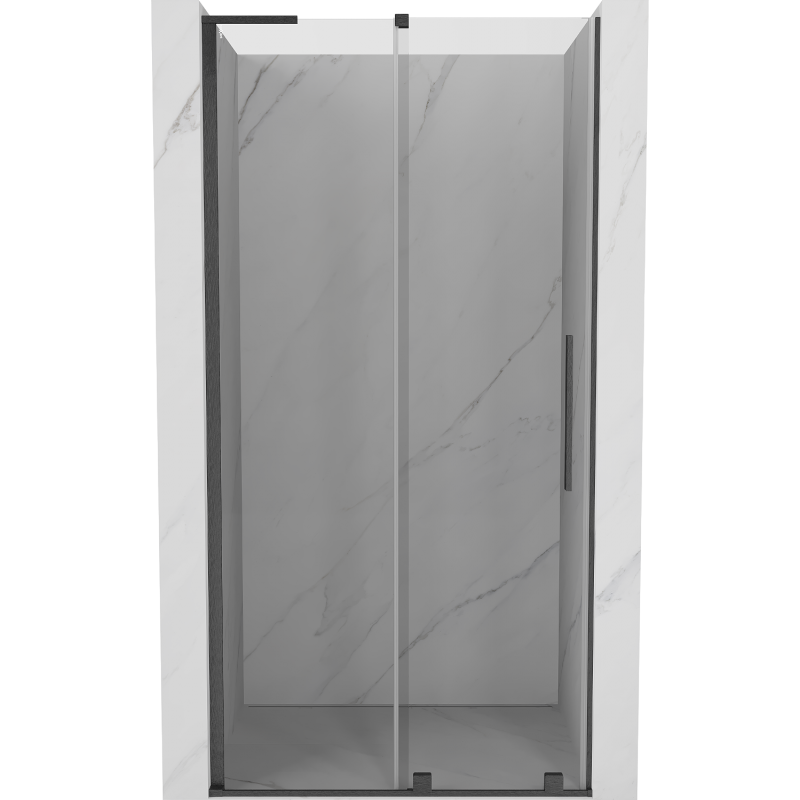 Mexen Velar L плъзгащи се душ врати 120 cm, прозрачни, пистолетно сиво четка - 871-120-003-01-66