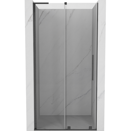 Mexen Velar L плъзгащи се душ врати 120 cm, прозрачни, пистолетно сиво четка - 871-120-003-01-66