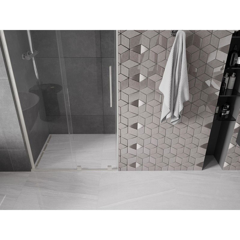 Mexen Velar L плъзгащи се душ врати 90 см, прозрачни, четкан никел - 871-090-003-01-97