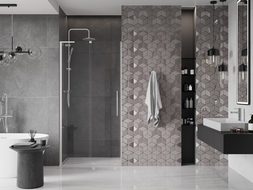 Mexen Velar L плъзгаща се душ кабина 100 см, прозрачна, четкован никел - 871-100-003-01-97