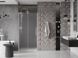 Mexen Velar L плъзгаща врата за душ 100 см, матирано стъкло, бяла - 871-100-003-31-20