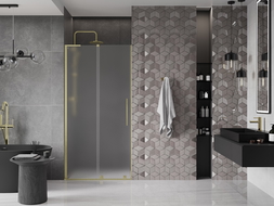 Mexen Velar L плъзгащи се душ врати 110 см, матирани, златисто четкани - 871-110-003-31-55