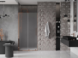 Mexen Velar L плъзгащи се душови врати 100 cm, матирани, розово злато - 871-100-003-31-60