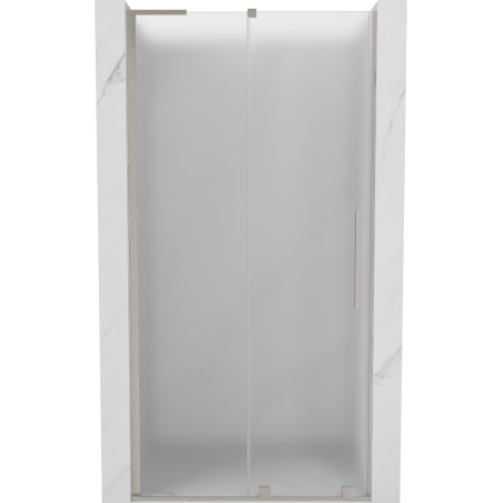 Mexen Velar L плъзгаща се душ врата 110 см, матирано стъкло, изчеткан никел