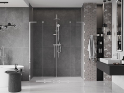 Mexen Velar L Duo плъзгащи се душ врати 170 cm, прозрачни, хром - 871-170-003-02-01