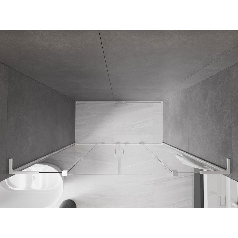 Mexen Velar L Duo плъзгащи се душ врати 170 cm, прозрачни, бели - 871-170-003-02-20