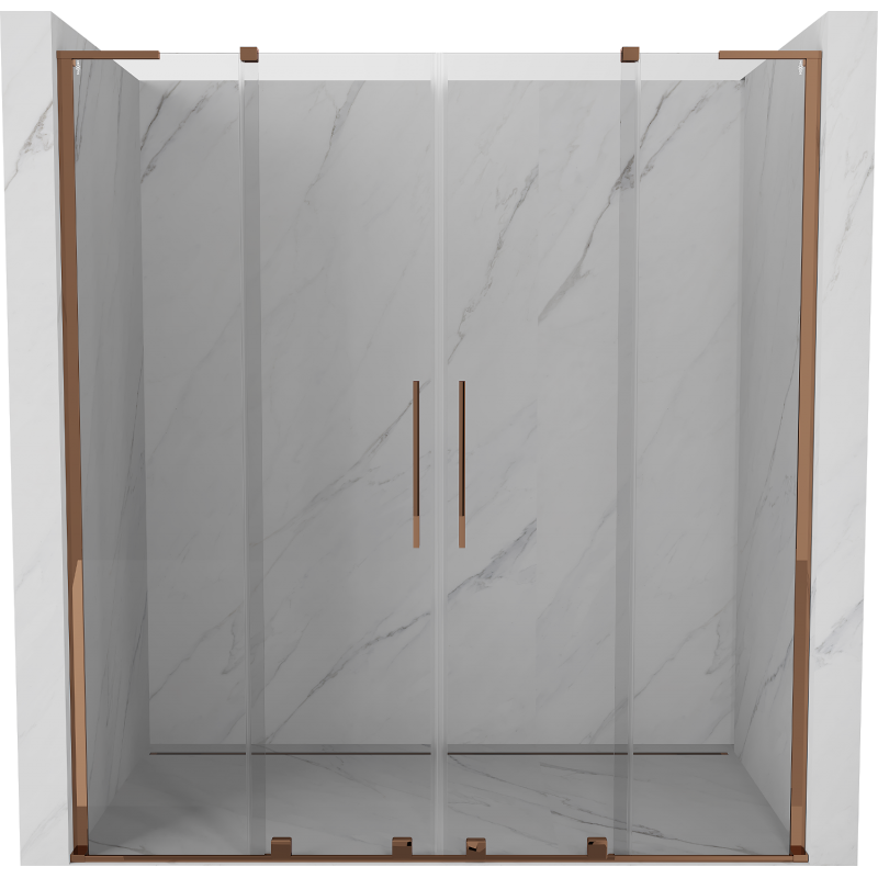 Mexen Velar Плъзгаща се врата за душ 200 см, прозрачна, розово злато