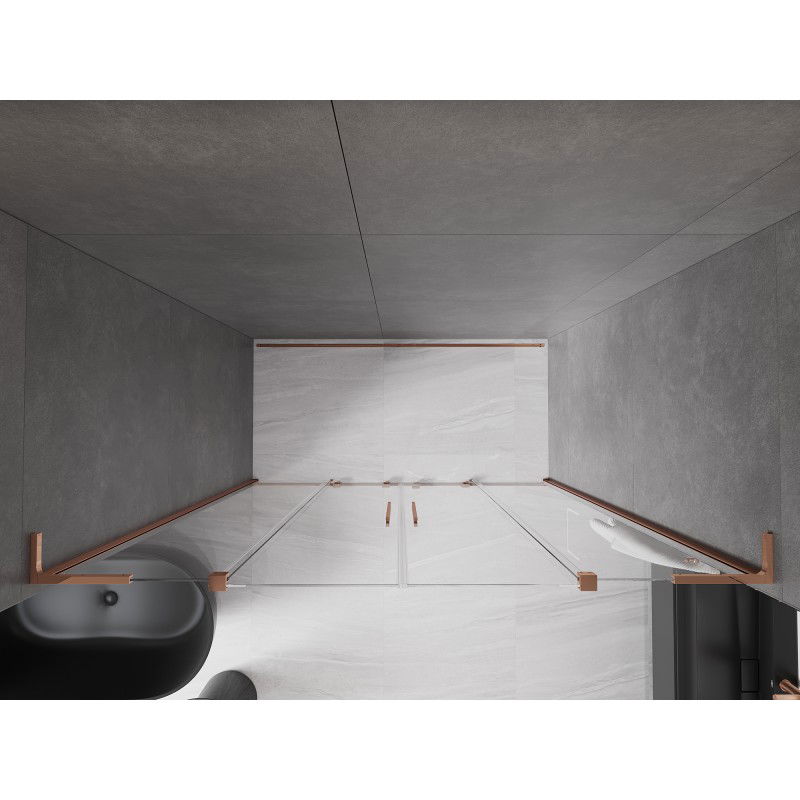 Mexen Velar L Duo плъзгащи душ врати 180 см, прозрачни, розово злато - 871-180-003-02-60