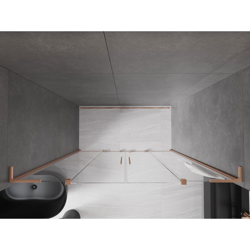 Mexen Velar L Duo плъзгащи се душ врати 180 см, прозрачни, четкана мед - 871-180-003-02-65