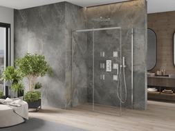 Mexen Omega плъзгаща се душ кабина 150 x 80 см, прозрачна, хром - 825-150-080-01-00