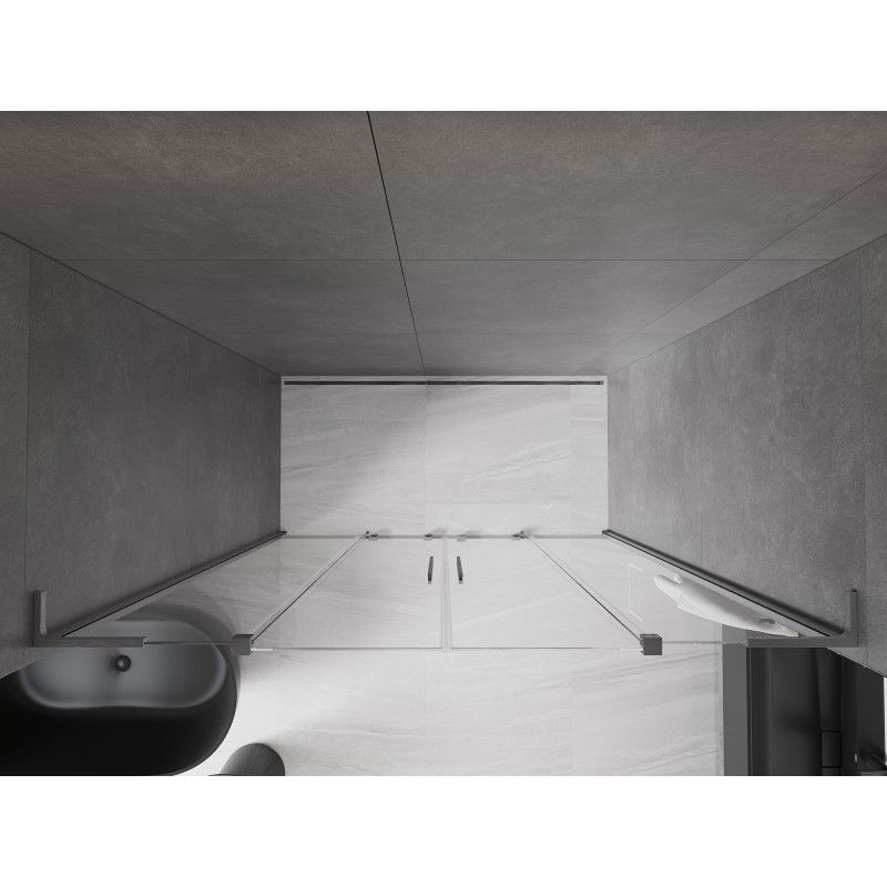 Mexen Velar L Duo плъзгащи се душ врати 200 см, прозрачни, пистолетно сиви четкосани - 871-200-003-02-66