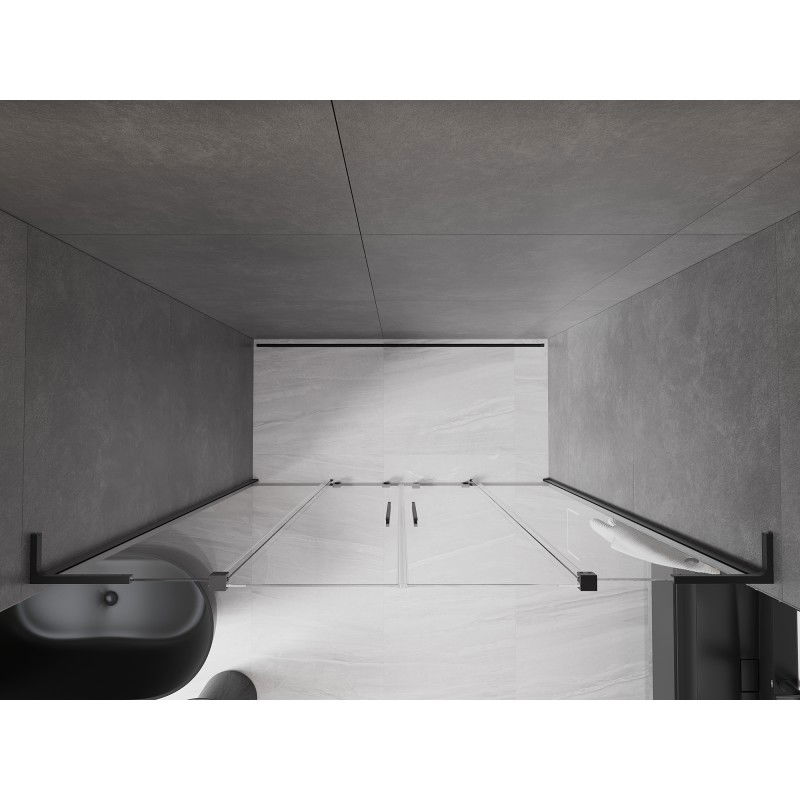 Mexen Velar L Duo плъзгаща се душ врата 200 см, прозрачна, черна - 871-200-003-02-70