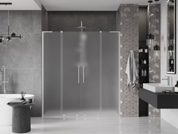 Mexen Velar L Duo плъзгащи се душ врати 170 cm, матов, четкан никел - 871-170-003-32-97