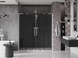 Mexen Velar L Duo Плъзгащи душ врати 180 см, графит, бял - 871-180-003-42-20