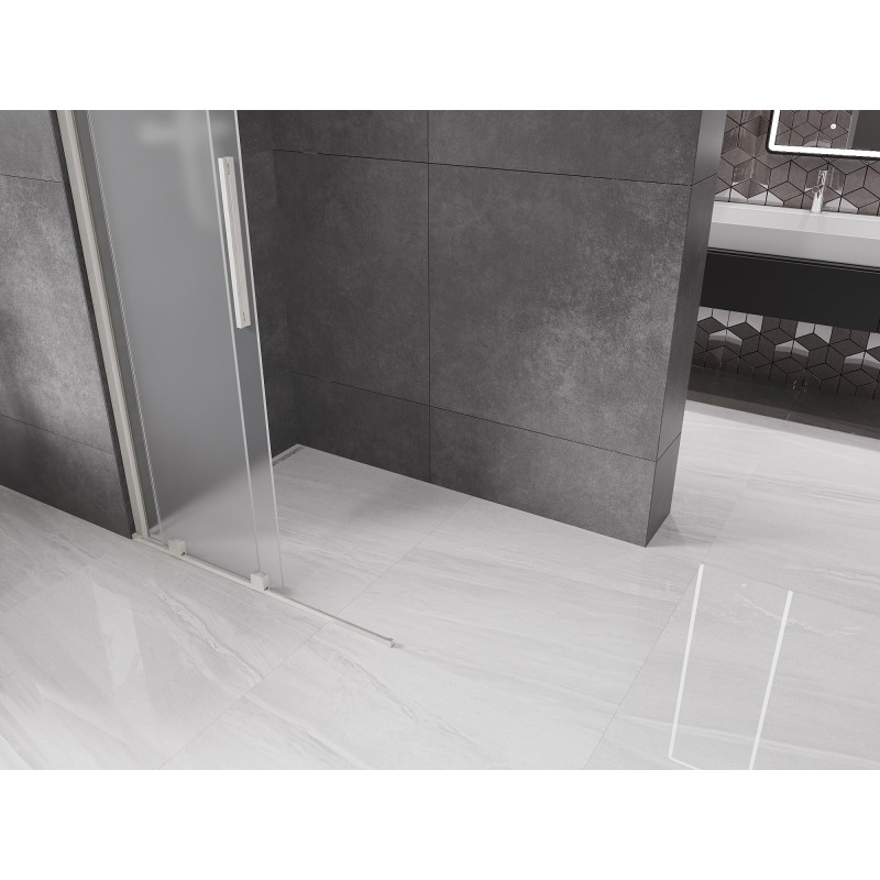 Mexen Velar плъзгаща се душ стена Walk-in 110 x 200 см, мраз 8 мм, четкан никел