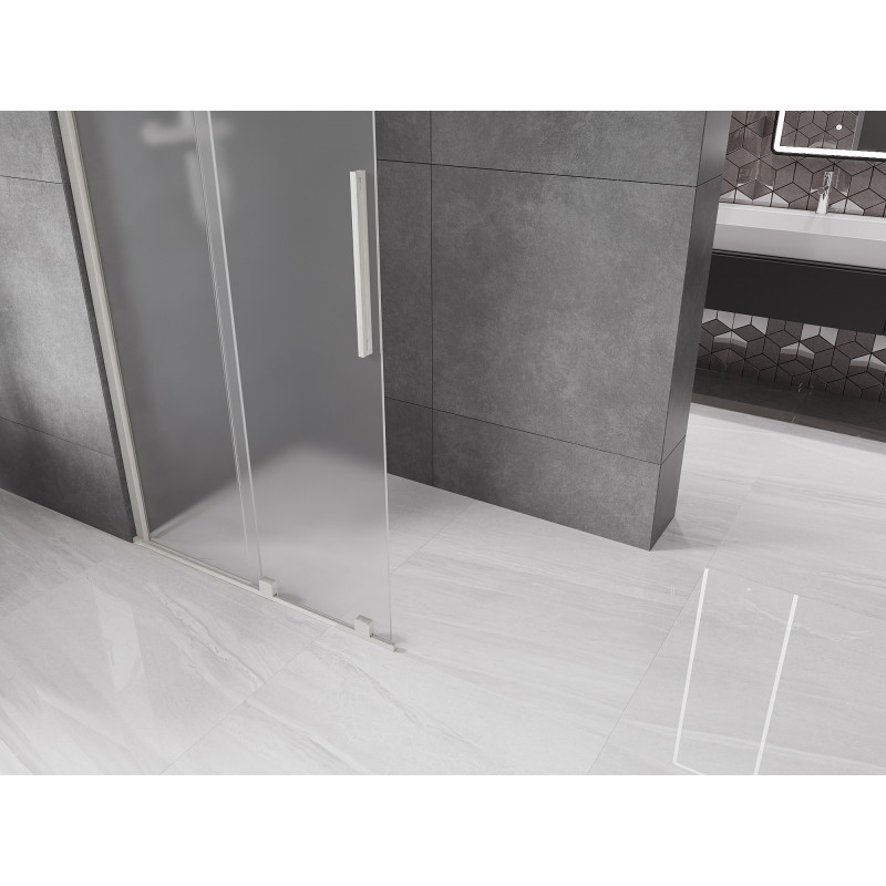 Mexen Velar плъзгаща се душ стена Walk-in 110 x 200 см, мраз 8 мм, четкан никел