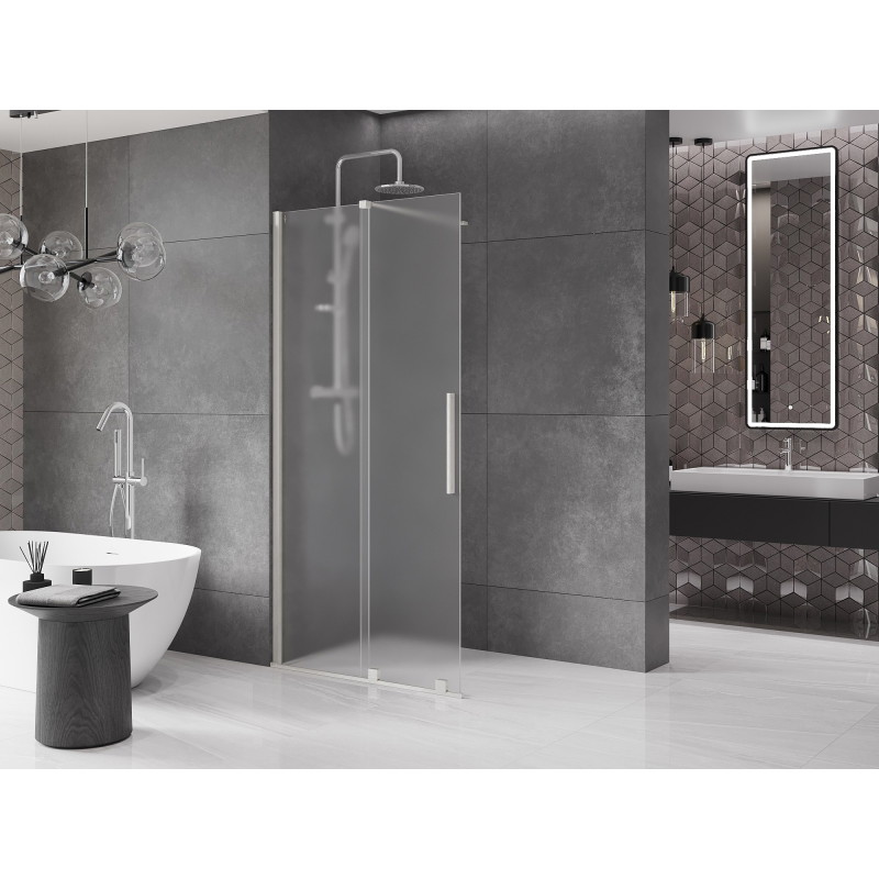Mexen Velar плъзгаща се душ стена Walk-in 110 x 200 см, мраз 8 мм, четкан никел