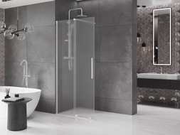Mexen Velar плъзгаща се душ стена Walk-in 110 x 200 см, мраз 8 мм, четкан никел