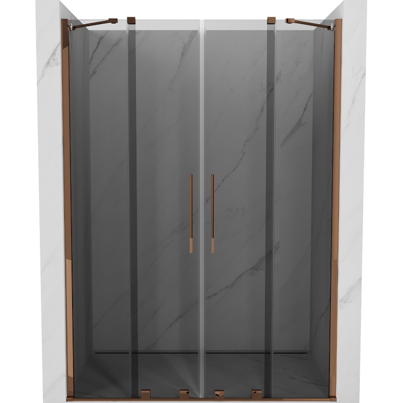 Mexen Velar Duo плъзгащи душ врати 150 cm, графит, розово злато - 871-150-000-42-60